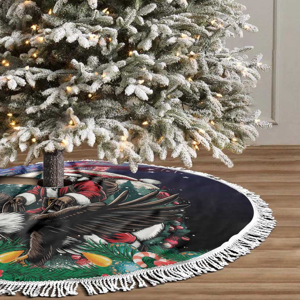 USA Christmas Tree Skirt Santa Claus With Eagle - Wonder Print Shop