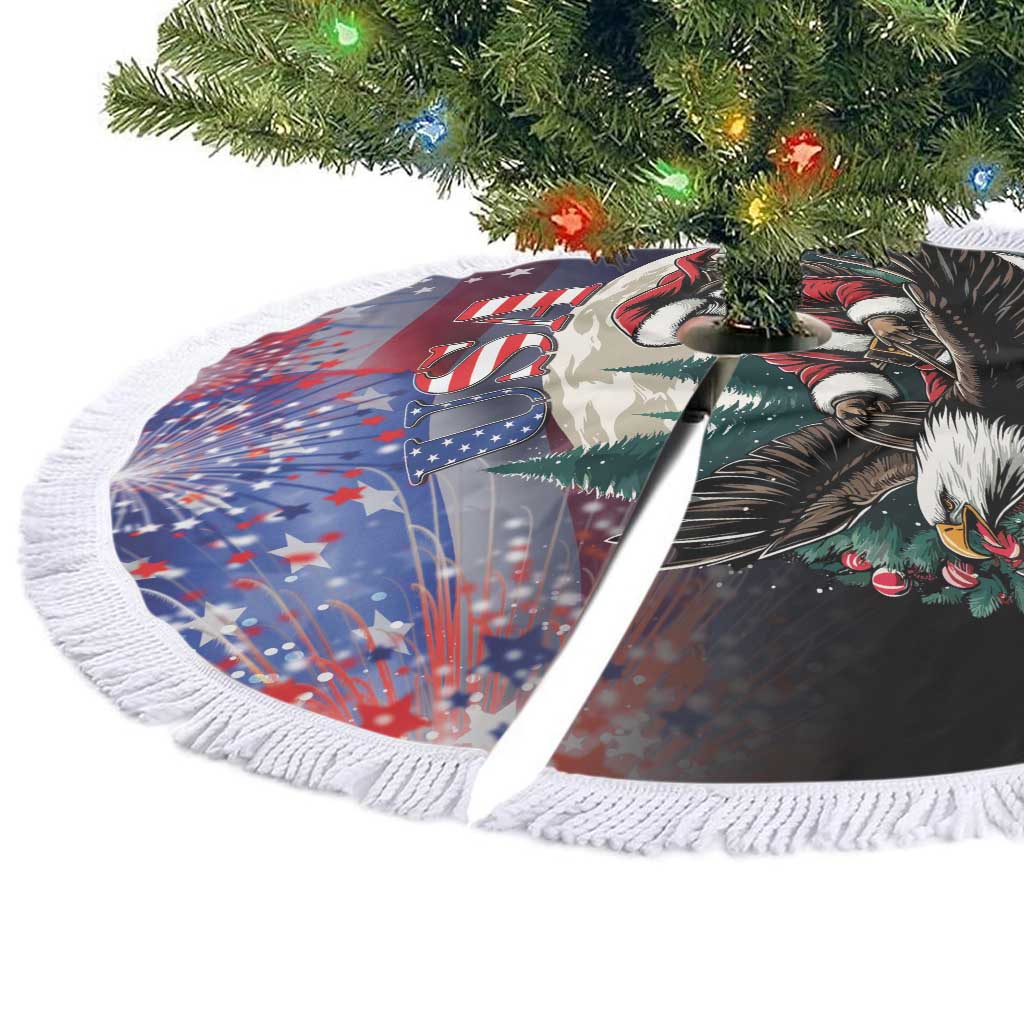 USA Christmas Tree Skirt Santa Claus With Eagle - Wonder Print Shop