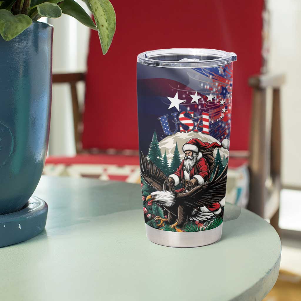 USA Christmas Tumbler Cup Santa Claus With Eagle - Wonder Print Shop
