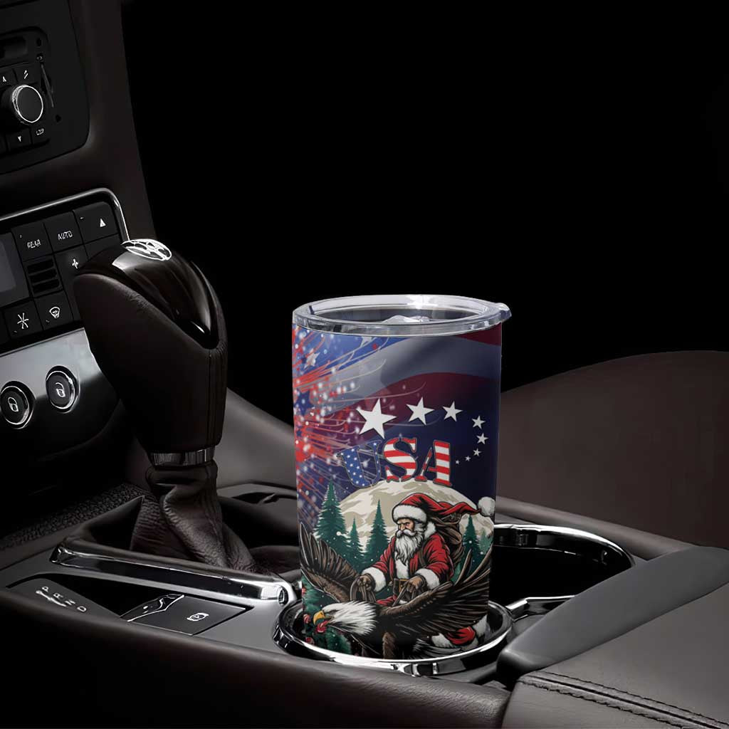 USA Christmas Tumbler Cup Santa Claus With Eagle - Wonder Print Shop