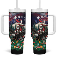 USA Christmas Tumbler With Handle Santa Claus With Eagle - Wonder Print Shop