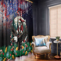 USA Christmas Window Curtain Santa Claus With Eagle - Wonder Print Shop