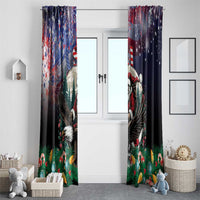 USA Christmas Window Curtain Santa Claus With Eagle - Wonder Print Shop