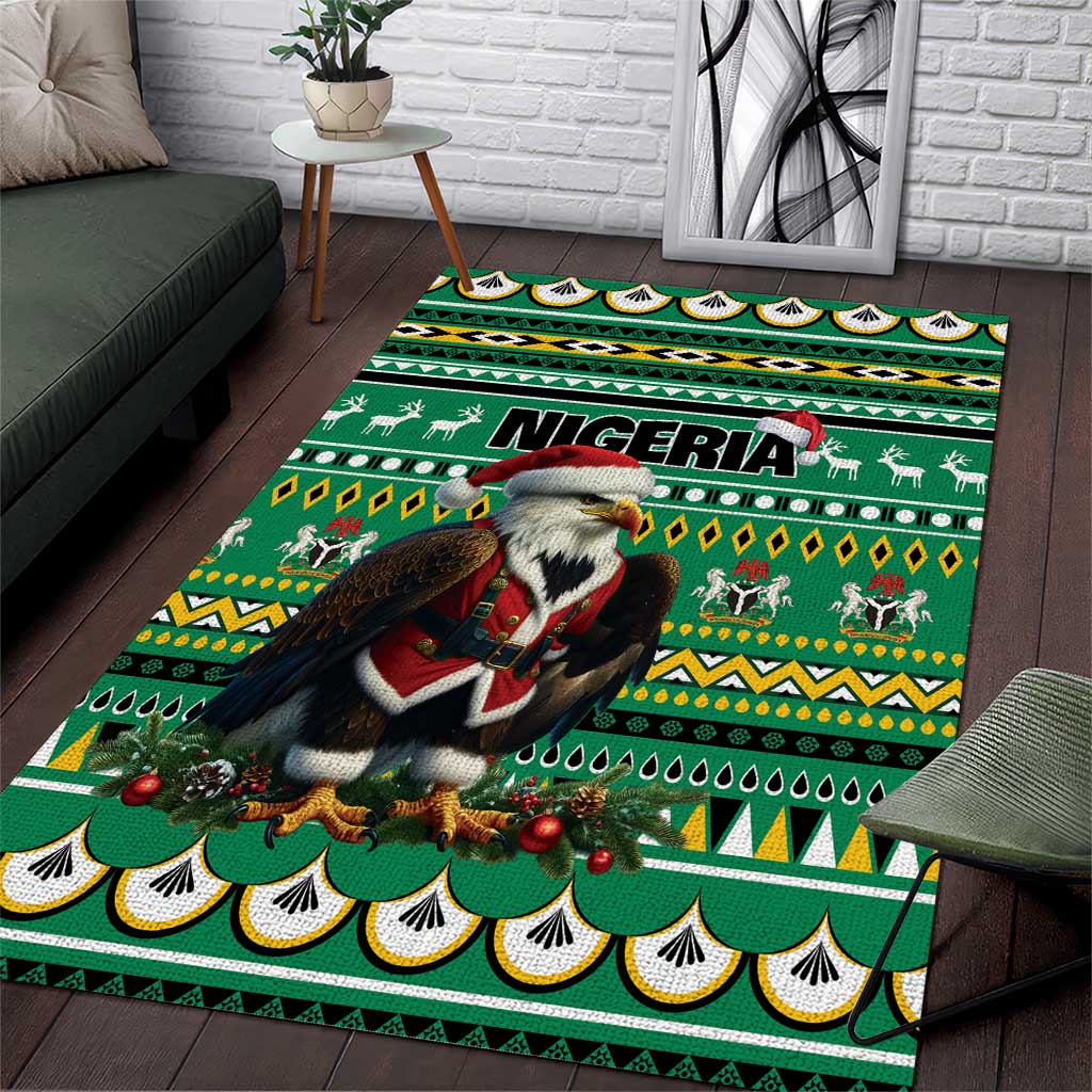 Nigeria Christmas Area Rug Eagle Santa African Pattern - Wonder Print Shop