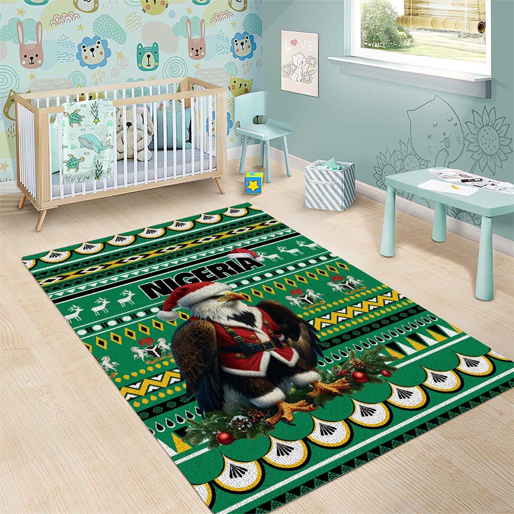 Nigeria Christmas Area Rug Eagle Santa African Pattern - Wonder Print Shop