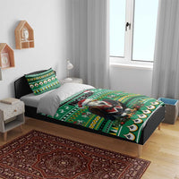 Nigeria Christmas Bedding Set Eagle Santa African Pattern - Wonder Print Shop