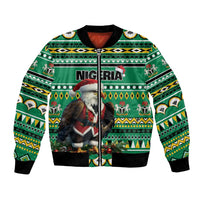 Nigeria Christmas Bomber Jacket Eagle Santa African Pattern - Wonder Print Shop