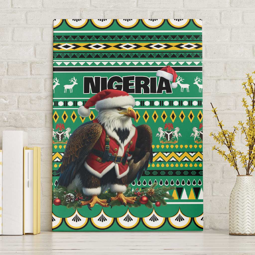 Nigeria Christmas Canvas Wall Art Eagle Santa African Pattern - Wonder Print Shop