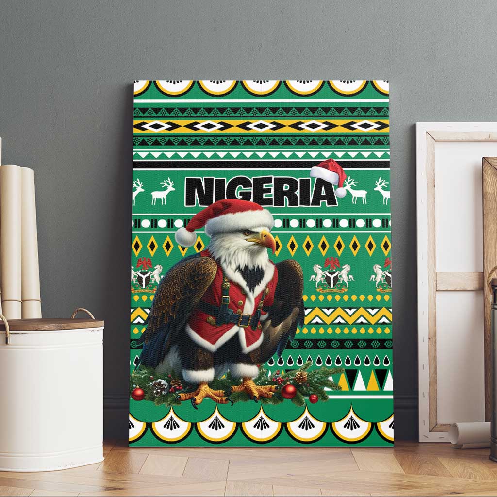 Nigeria Christmas Canvas Wall Art Eagle Santa African Pattern - Wonder Print Shop