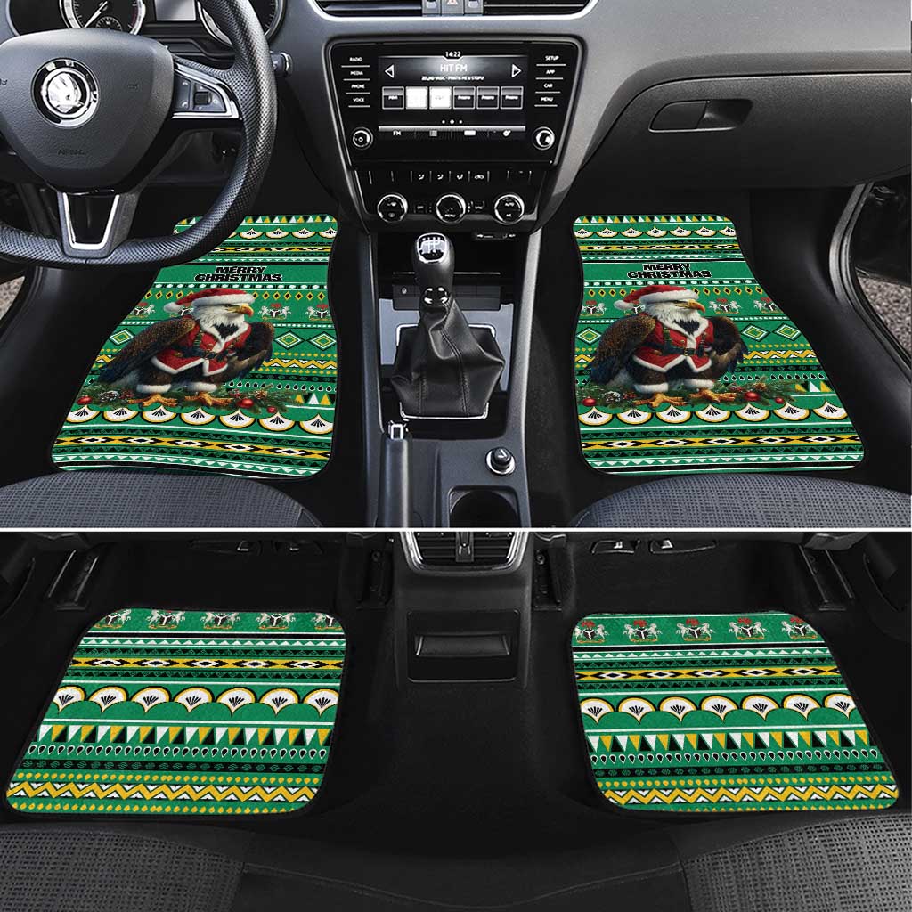 Nigeria Christmas Car Mats Eagle Santa African Pattern - Wonder Print Shop