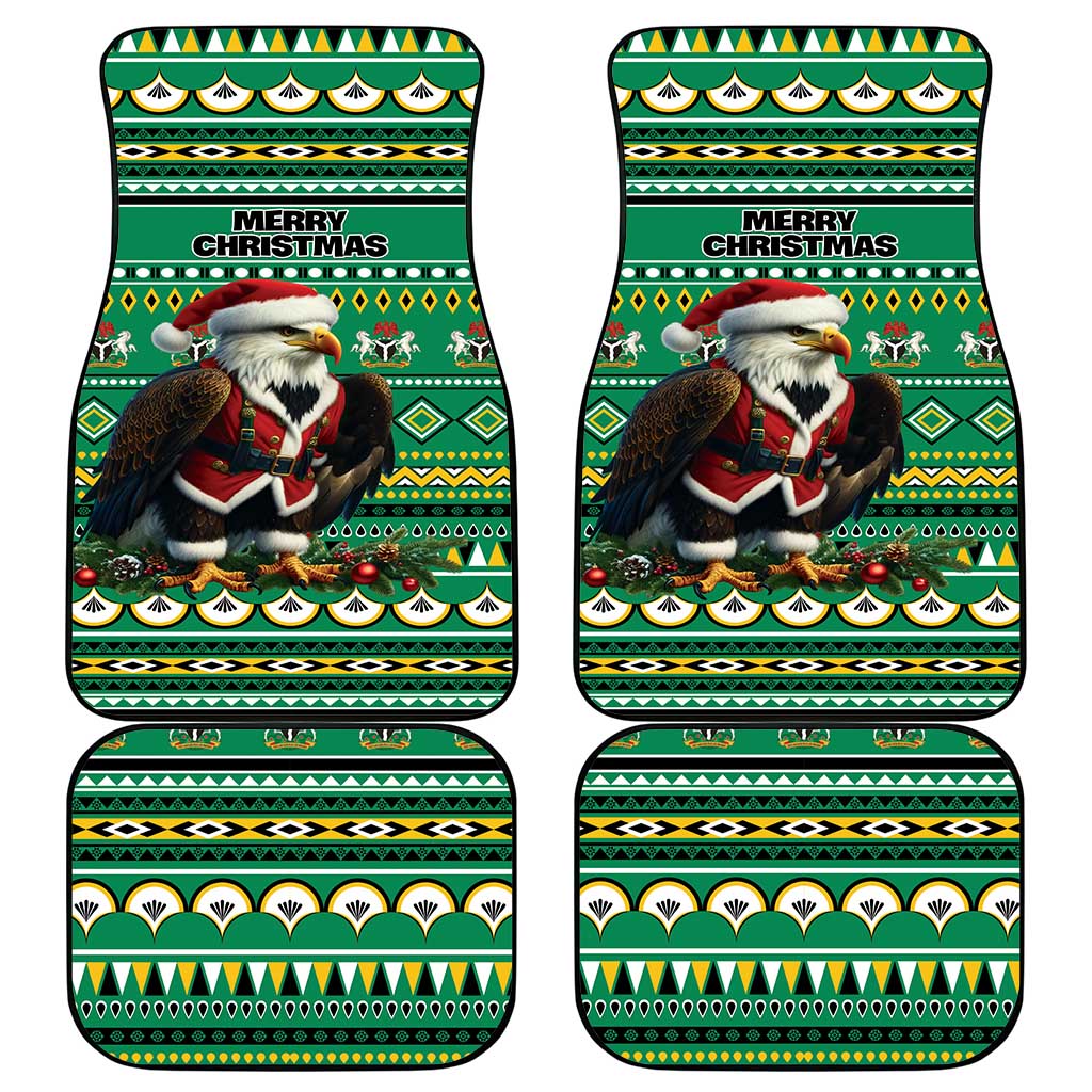 Nigeria Christmas Car Mats Eagle Santa African Pattern - Wonder Print Shop