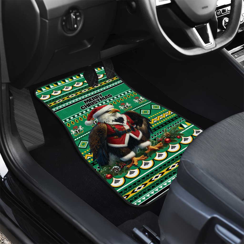 Nigeria Christmas Car Mats Eagle Santa African Pattern - Wonder Print Shop
