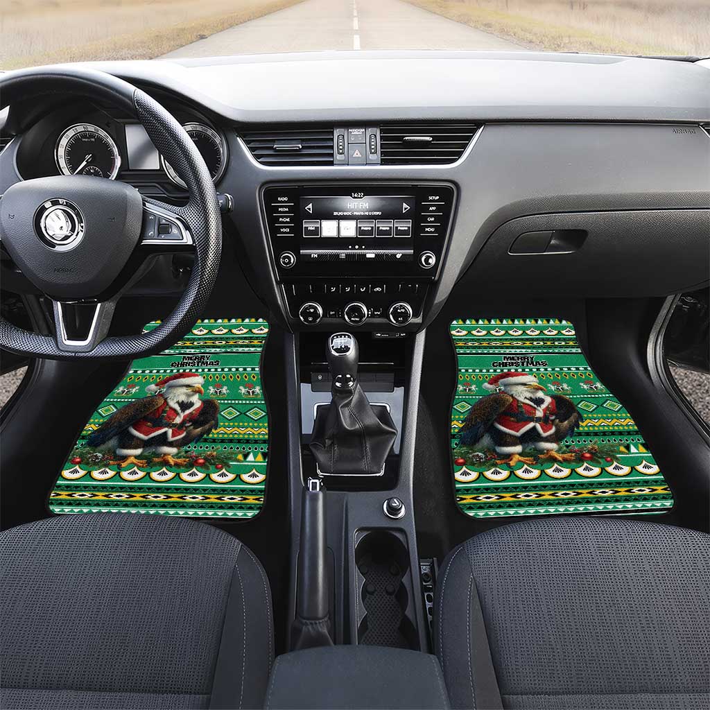 Nigeria Christmas Car Mats Eagle Santa African Pattern - Wonder Print Shop