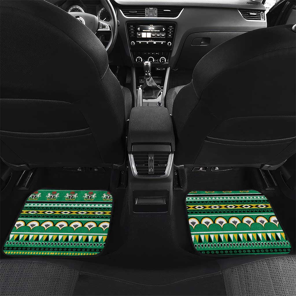 Nigeria Christmas Car Mats Eagle Santa African Pattern - Wonder Print Shop