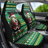Nigeria Christmas Car Seat Cover Eagle Santa African Pattern - Wonder Print Shop