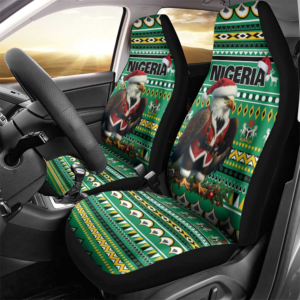 Nigeria Christmas Car Seat Cover Eagle Santa African Pattern - Wonder Print Shop