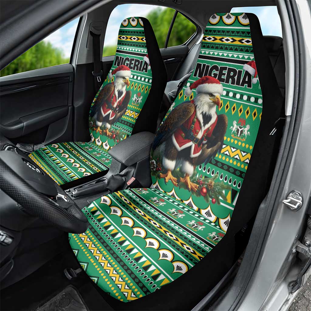 Nigeria Christmas Car Seat Cover Eagle Santa African Pattern - Wonder Print Shop