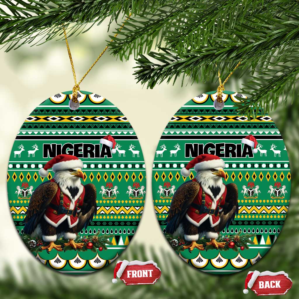 Nigeria Christmas Ceramic Ornament Eagle Santa African Pattern - Wonder Print Shop