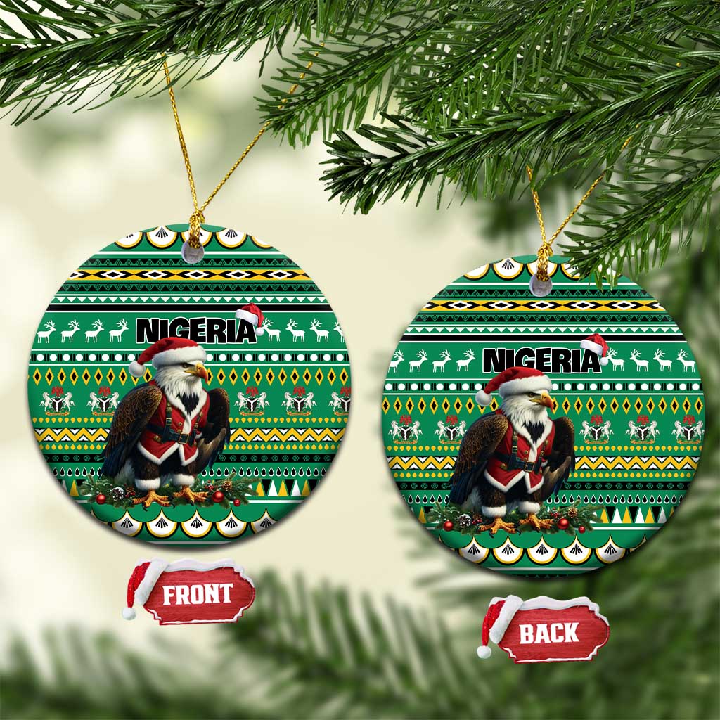 Nigeria Christmas Ceramic Ornament Eagle Santa African Pattern - Wonder Print Shop