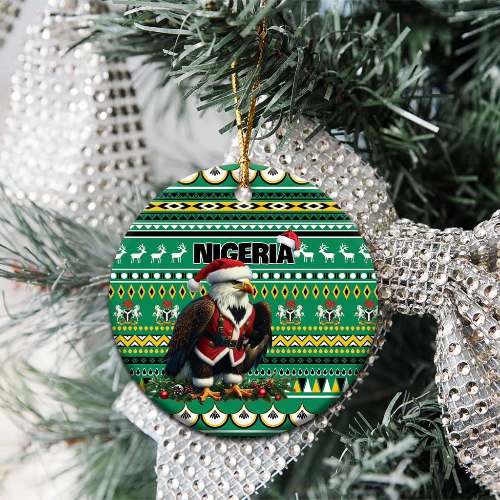 Nigeria Christmas Ceramic Ornament Eagle Santa African Pattern - Wonder Print Shop