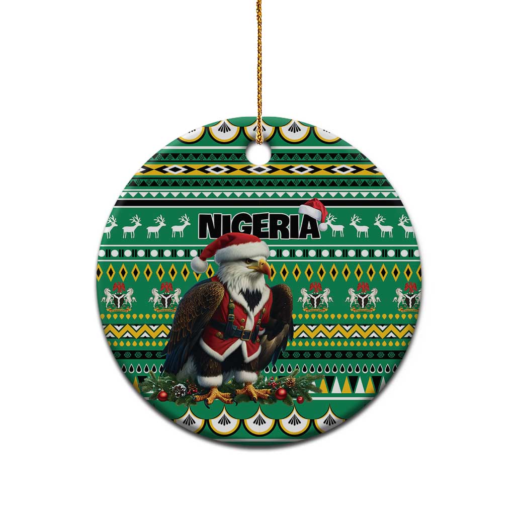 Nigeria Christmas Ceramic Ornament Eagle Santa African Pattern - Wonder Print Shop