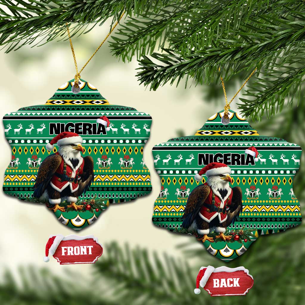 Nigeria Christmas Ceramic Ornament Eagle Santa African Pattern - Wonder Print Shop
