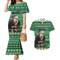 Nigeria Christmas Couples Matching Mermaid Dress and Hawaiian Shirt Eagle Santa African Pattern - Wonder Print Shop