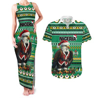 Nigeria Christmas Couples Matching Tank Maxi Dress and Hawaiian Shirt Eagle Santa African Pattern - Wonder Print Shop