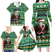 Nigeria Christmas Family Matching Long Sleeve Bodycon Dress and Hawaiian Shirt Eagle Santa African Pattern - Wonder Print Shop