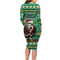 Nigeria Christmas Family Matching Long Sleeve Bodycon Dress and Hawaiian Shirt Eagle Santa African Pattern - Wonder Print Shop