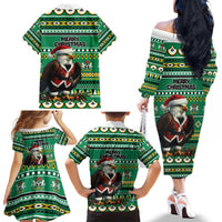 Nigeria Christmas Family Matching Off The Shoulder Long Sleeve Dress and Hawaiian Shirt Eagle Santa African Pattern - Wonder Print Shop