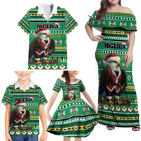Nigeria Christmas Family Matching Off Shoulder Maxi Dress and Hawaiian Shirt Eagle Santa African Pattern - Wonder Print Shop