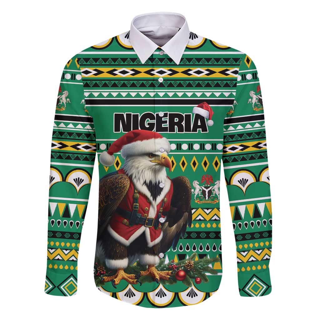 Nigeria Christmas Family Matching Off Shoulder Short Dress and Hawaiian Shirt Eagle Santa African Pattern - Wonder Print Shop