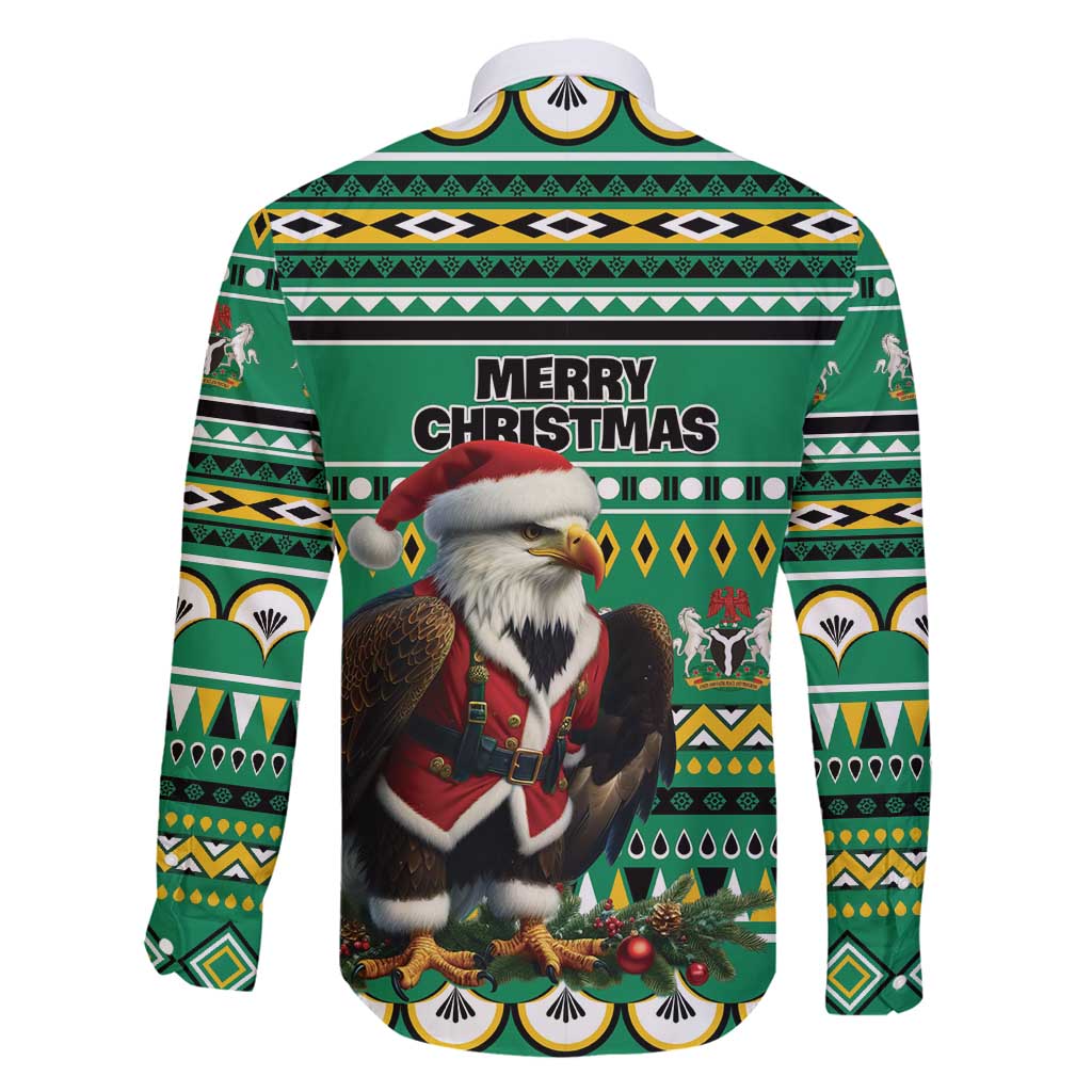 Nigeria Christmas Family Matching Off Shoulder Short Dress and Hawaiian Shirt Eagle Santa African Pattern - Wonder Print Shop