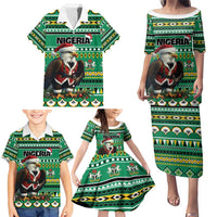 Nigeria Christmas Family Matching Puletasi and Hawaiian Shirt Eagle Santa African Pattern - Wonder Print Shop