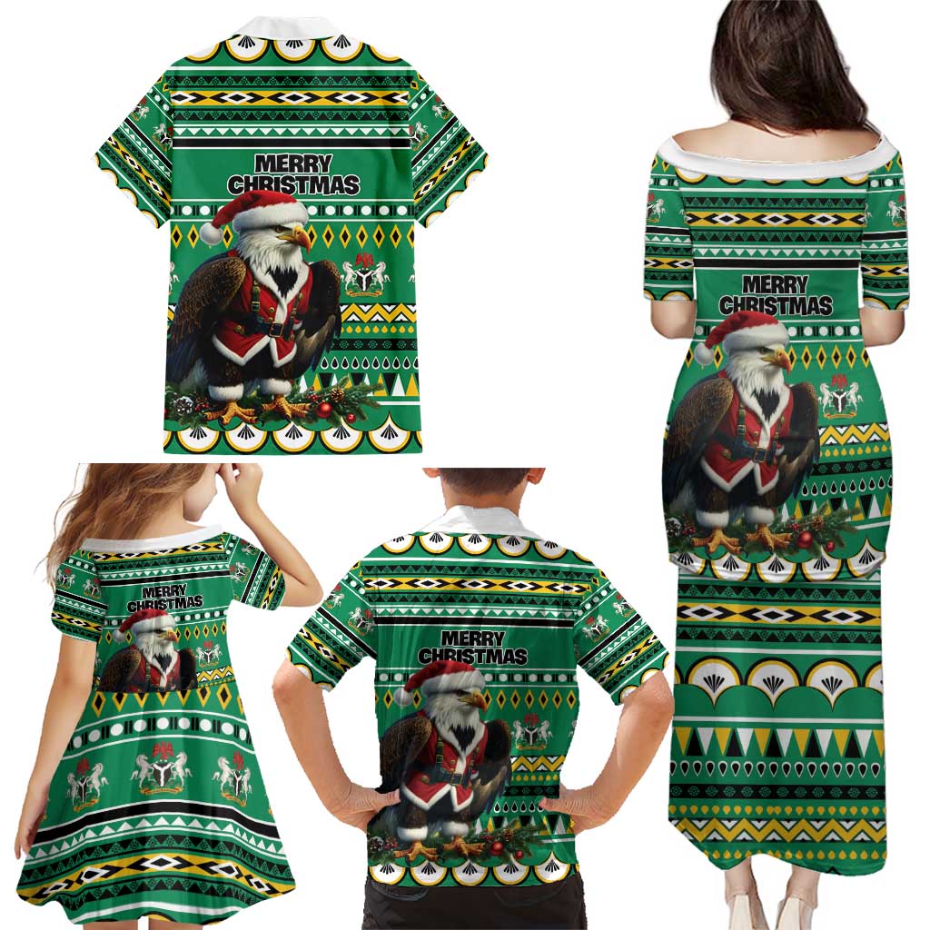 Nigeria Christmas Family Matching Puletasi and Hawaiian Shirt Eagle Santa African Pattern - Wonder Print Shop