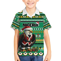 Nigeria Christmas Family Matching Puletasi and Hawaiian Shirt Eagle Santa African Pattern - Wonder Print Shop