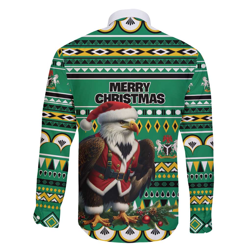 Nigeria Christmas Family Matching Short Sleeve Bodycon Dress and Hawaiian Shirt Eagle Santa African Pattern - Wonder Print Shop
