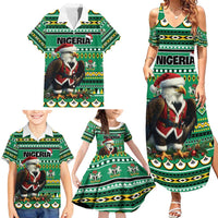 Nigeria Christmas Family Matching Summer Maxi Dress and Hawaiian Shirt Eagle Santa African Pattern - Wonder Print Shop