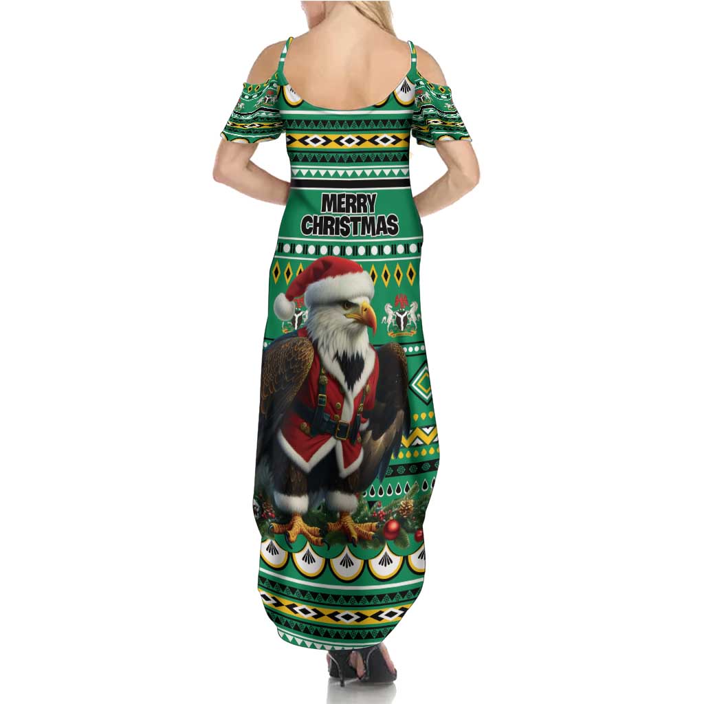 Nigeria Christmas Family Matching Summer Maxi Dress and Hawaiian Shirt Eagle Santa African Pattern - Wonder Print Shop