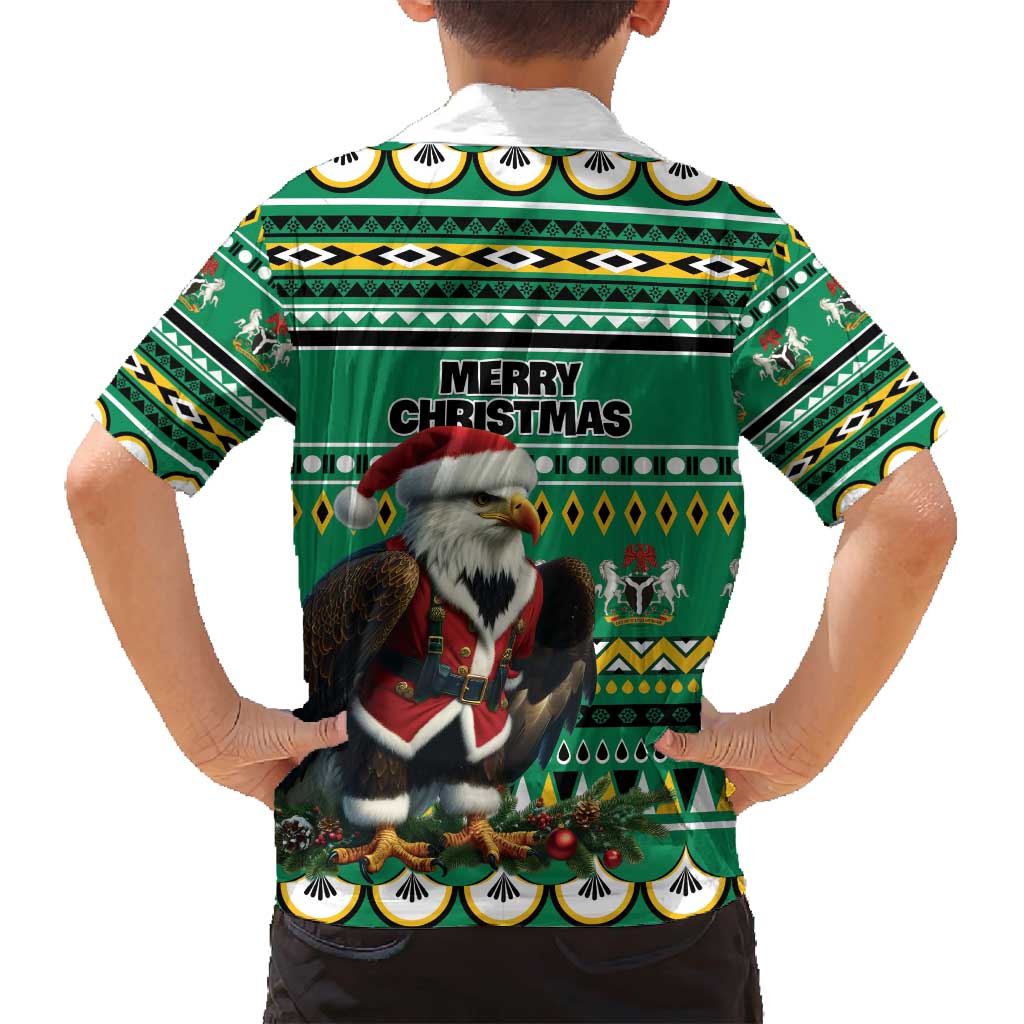 Nigeria Christmas Family Matching Tank Maxi Dress and Hawaiian Shirt Eagle Santa African Pattern - Wonder Print Shop