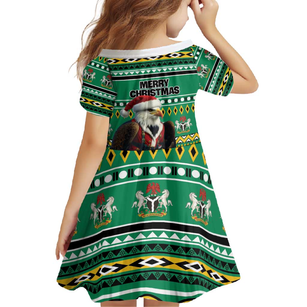Nigeria Christmas Family Matching Tank Maxi Dress and Hawaiian Shirt Eagle Santa African Pattern - Wonder Print Shop