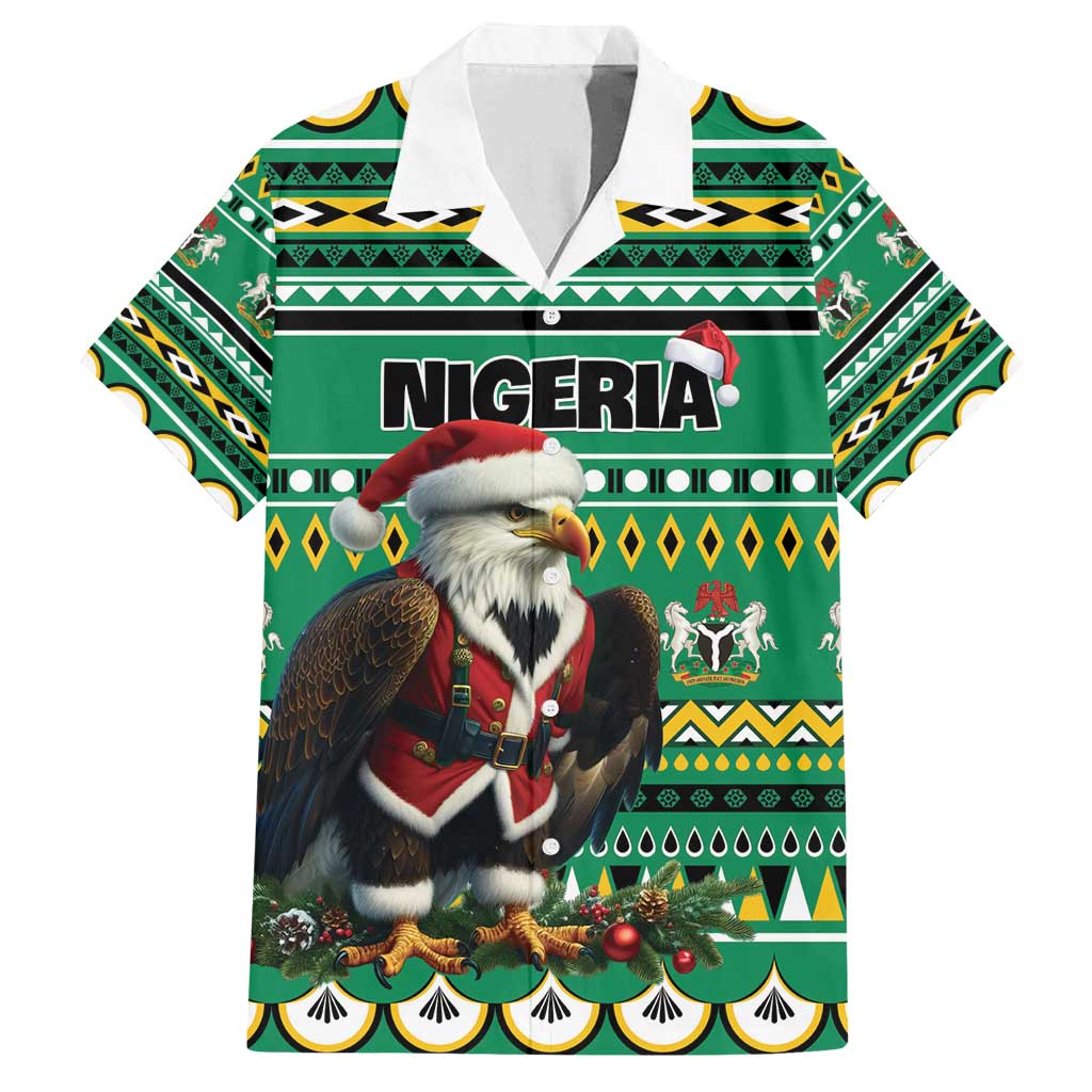 Nigeria Christmas Family Matching Tank Maxi Dress and Hawaiian Shirt Eagle Santa African Pattern - Wonder Print Shop
