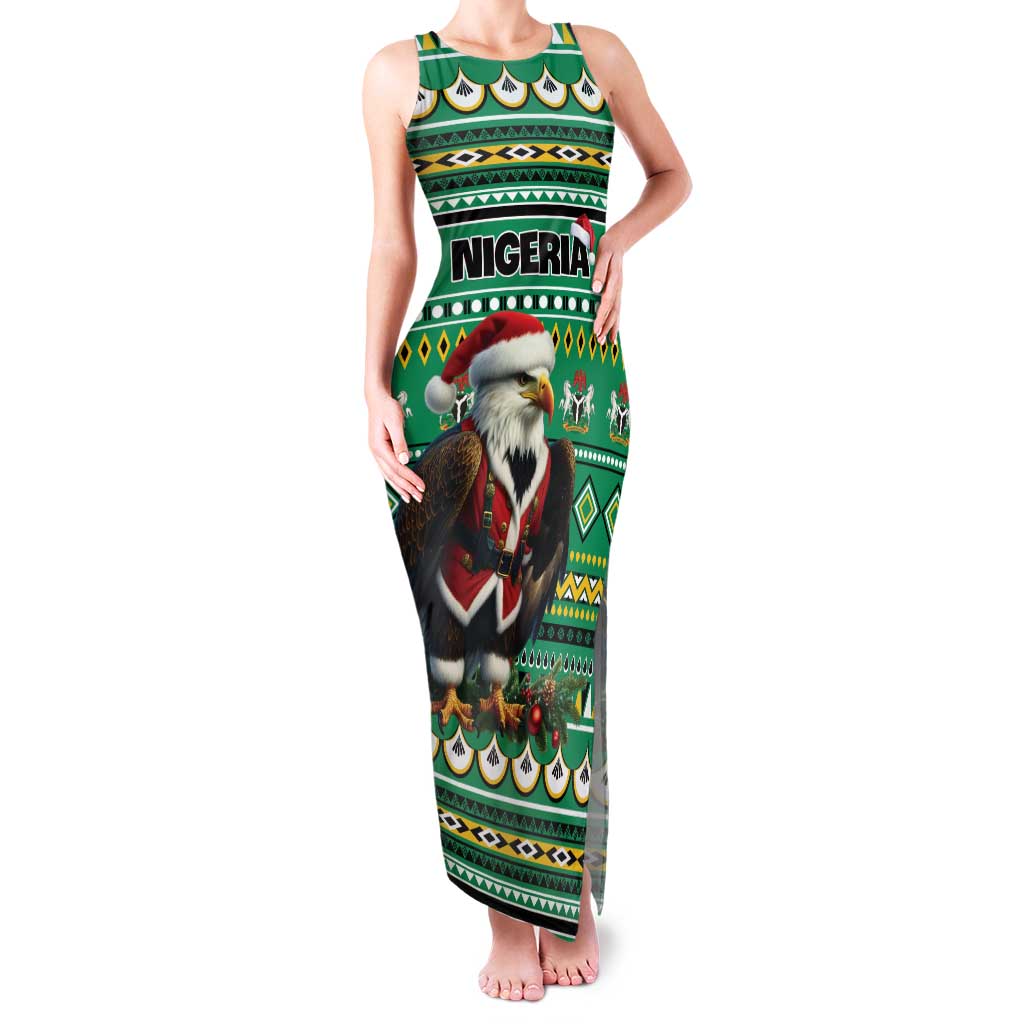 Nigeria Christmas Family Matching Tank Maxi Dress and Hawaiian Shirt Eagle Santa African Pattern - Wonder Print Shop