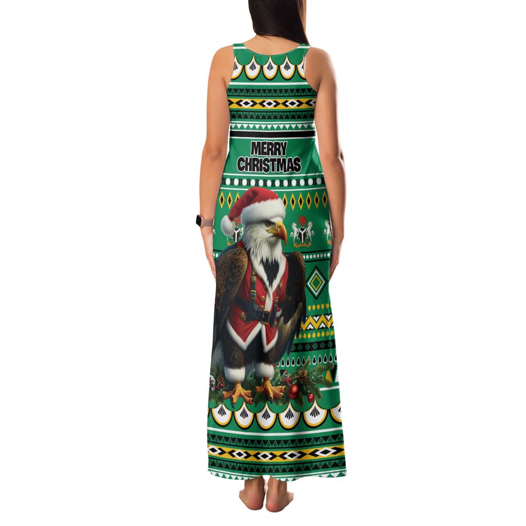 Nigeria Christmas Family Matching Tank Maxi Dress and Hawaiian Shirt Eagle Santa African Pattern - Wonder Print Shop