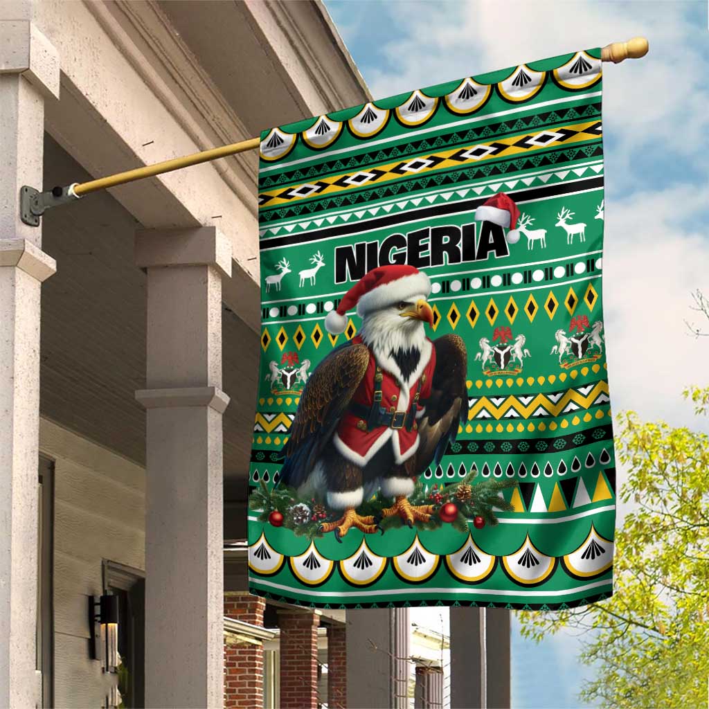 Nigeria Christmas Garden Flag Eagle Santa African Pattern - Wonder Print Shop