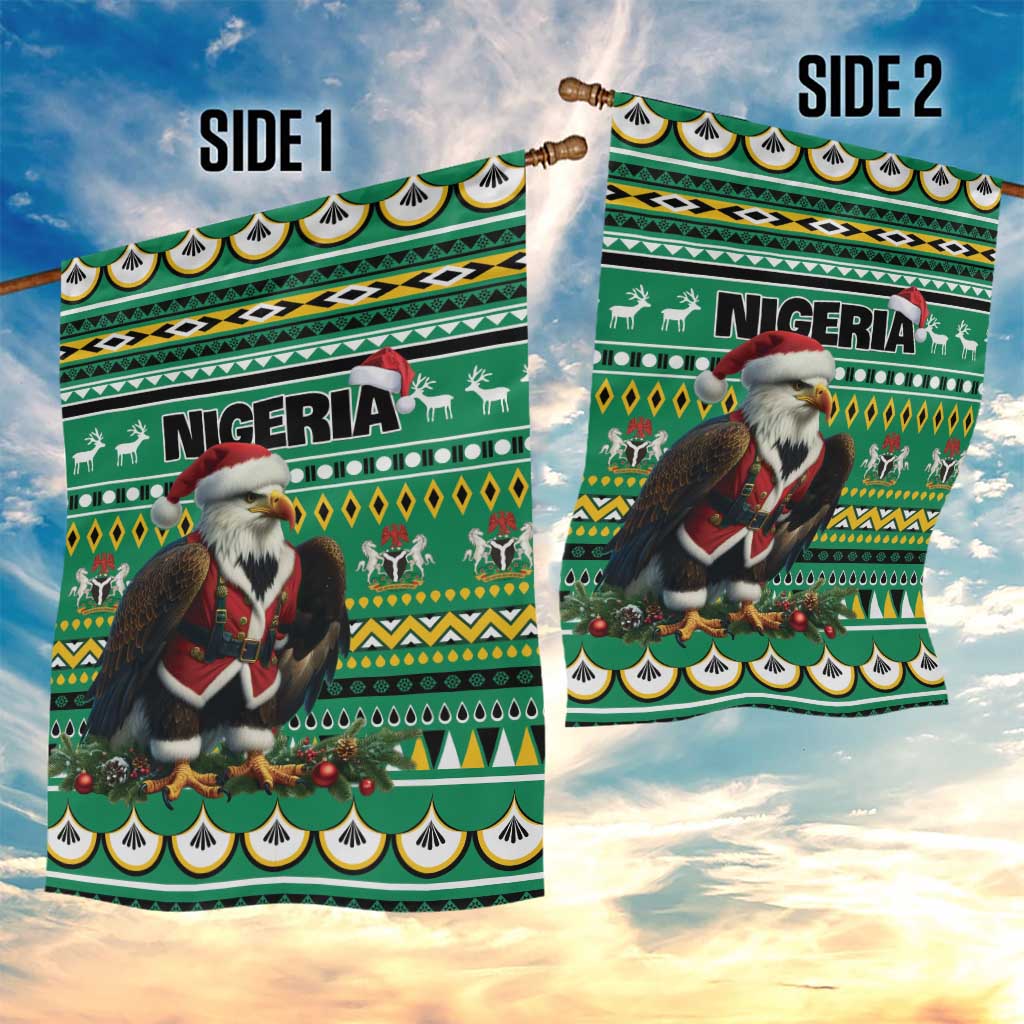 Nigeria Christmas Garden Flag Eagle Santa African Pattern - Wonder Print Shop