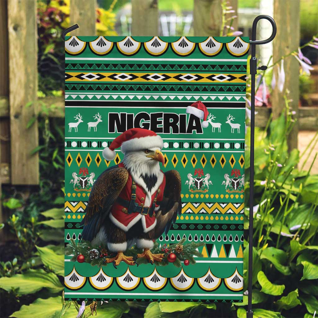 Nigeria Christmas Garden Flag Eagle Santa African Pattern - Wonder Print Shop