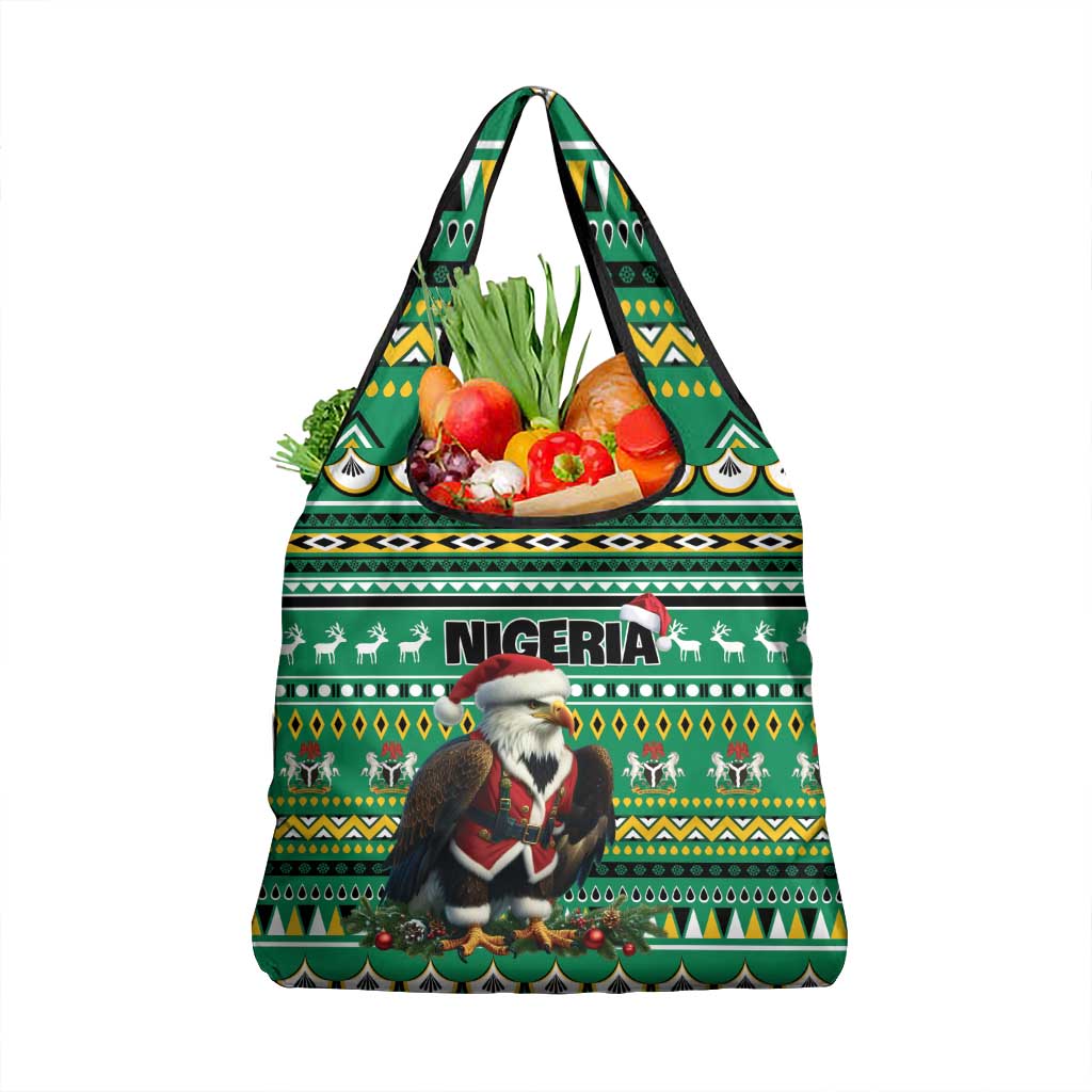Nigeria Christmas Grocery Bag Eagle Santa African Pattern