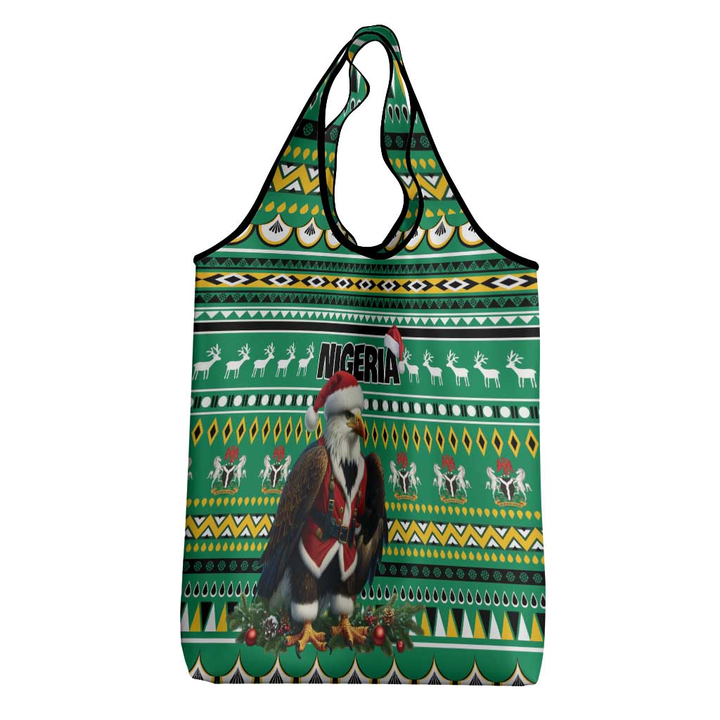Nigeria Christmas Grocery Bag Eagle Santa African Pattern